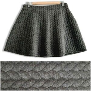 VERO MODA / Textured Braid Quilt Skater Mini A-Line Skirt Grey Sz S